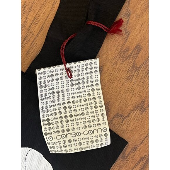 10•CORSO•COMO Black With Dogs Tote Bag Cloth With Tag Black And White - Picture 2 of 7
